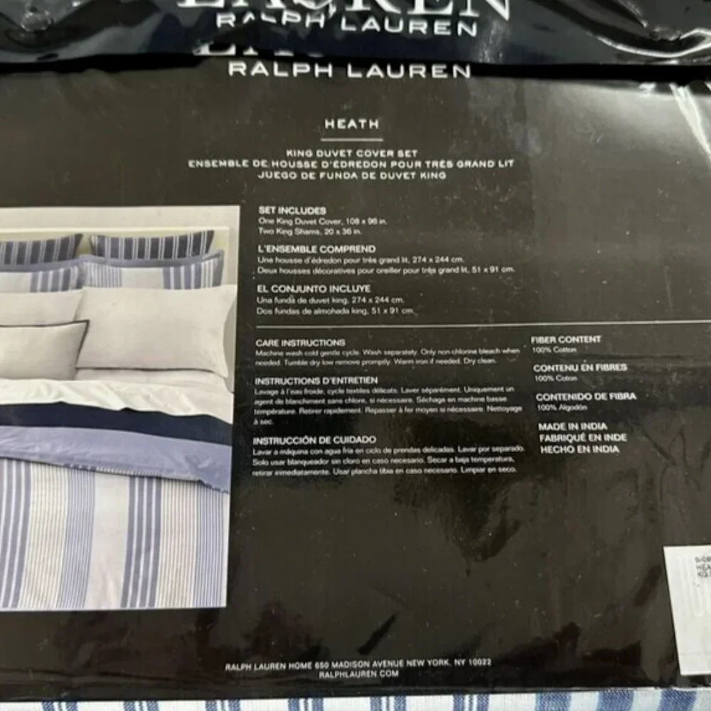 3 Pc Set Lauren Ralph Lauren Heath Stripe King Duvet